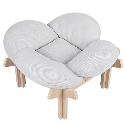 Canapé-lit surélevé pour chats d'intérieur avec canapé Flower | Lits pour animaux de compagnie avec coussin lavable, structure en bois stable, hamac pour chat surélevé et meubles pour chaton et chiot toutes saisons