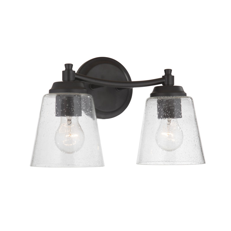 Éclairage pour salle de bain 2 lumières à intensité variable Damarye, Noir mat, Transparent