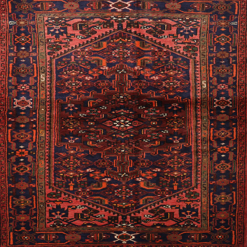 Tapis oriental noir / rouge, Carré 8 pi