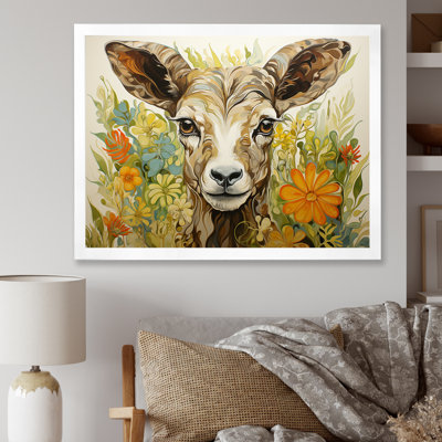 «Brown Goat Farm Meadow III», art mural animal de chèvre
