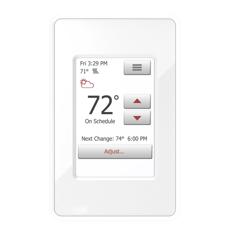 White Programmable Touchscreen Thermostat with Floor Sensor