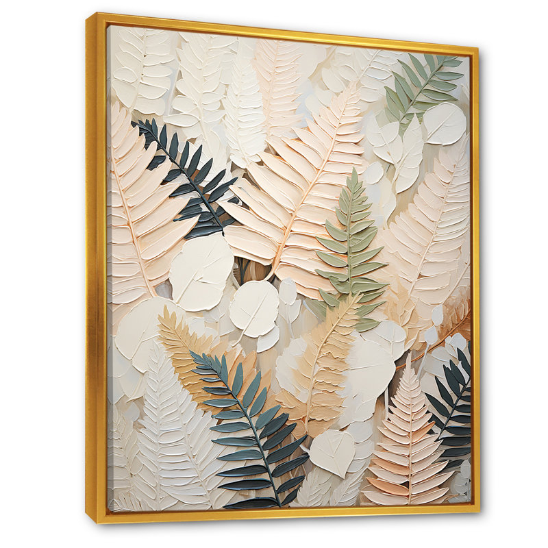 «Golden Ferns Silent Gracefulness» sur toile, Cadre flottant doré, 32" H x 24" W