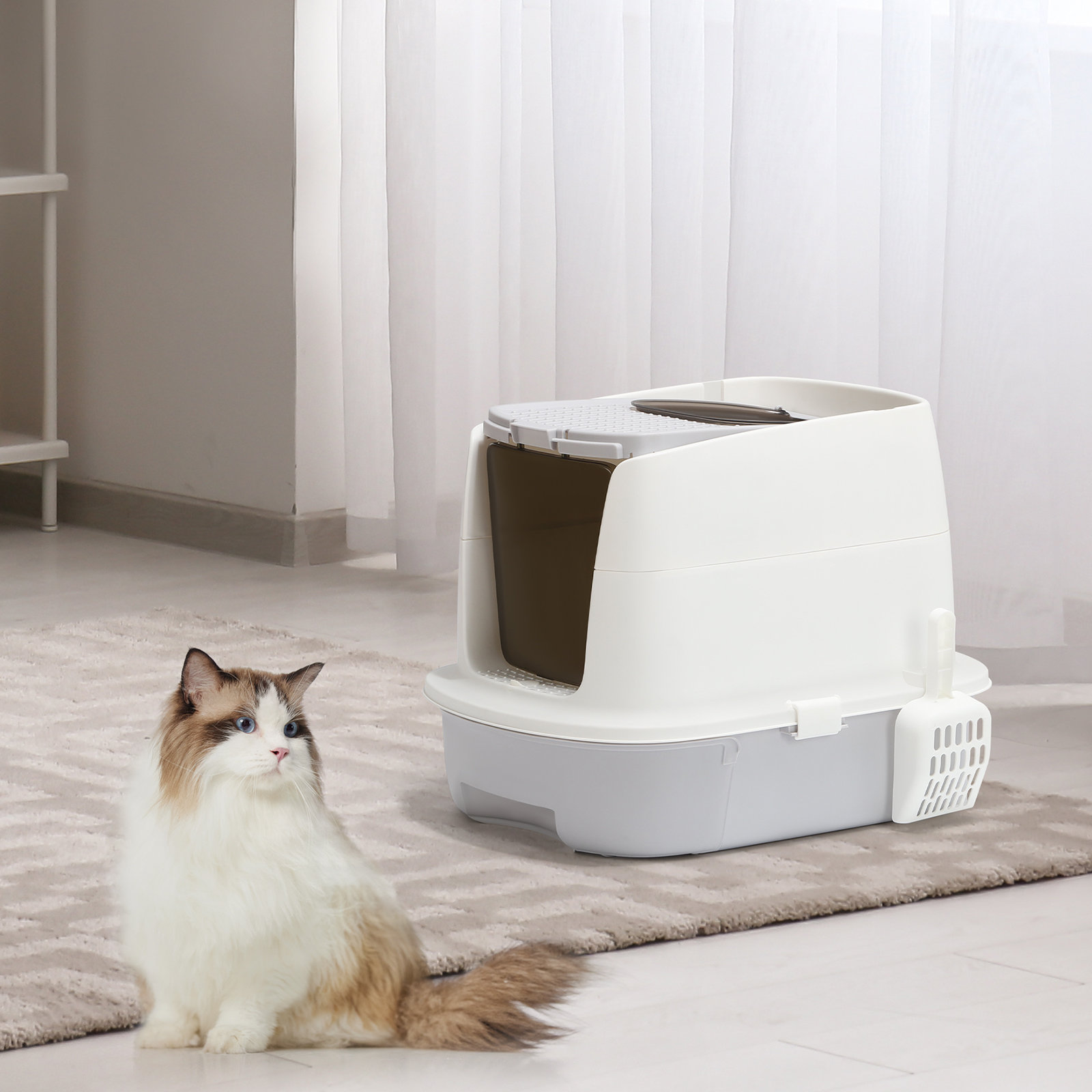 Tucker Murphy Pet™ Large Top Entry Anti-Splashing Litter Box With Lid ...