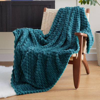 EXQ Home Teal Soft Fleece King Blanket Cozy Throw for Bed, Turtle Shell