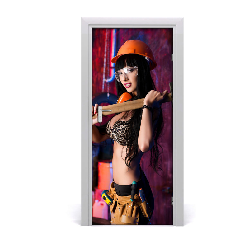 Female Laborer Door Decal