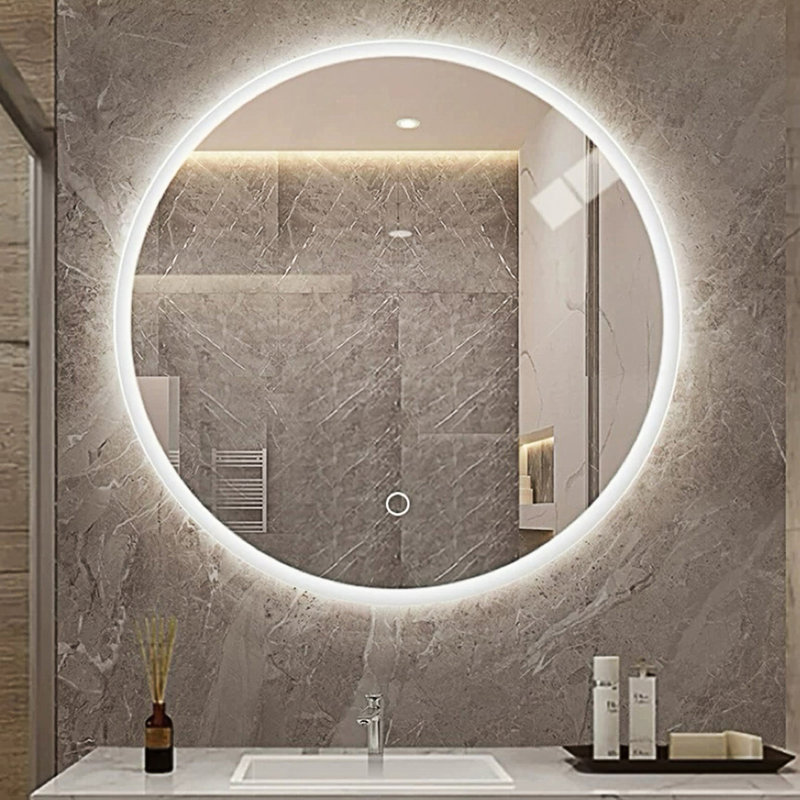 Miroir de salle de bain rond rond avec lumière