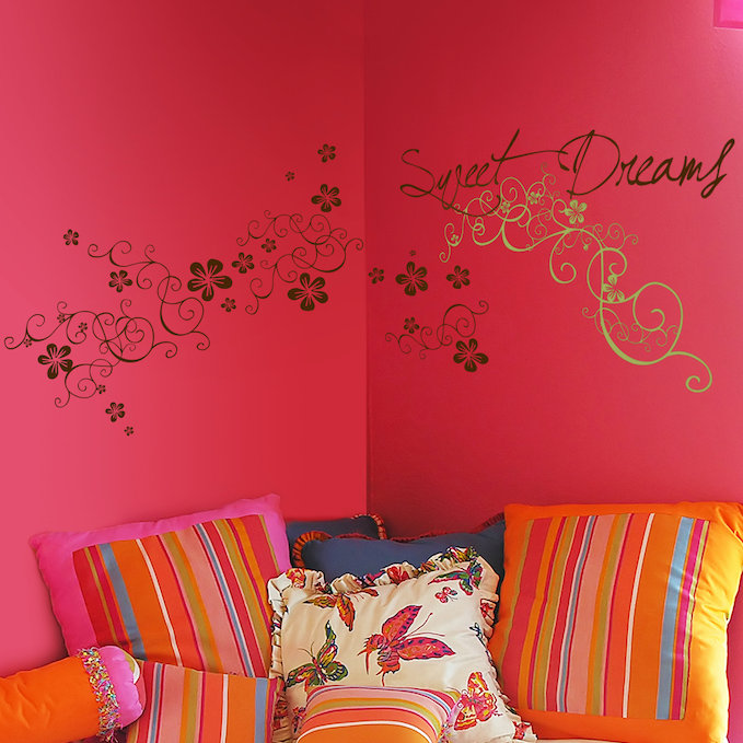 Décalcomanie murale rêves doux, Chocolat / vert lime