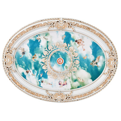White Oval Cherub Ceiling Medallion 42.75in