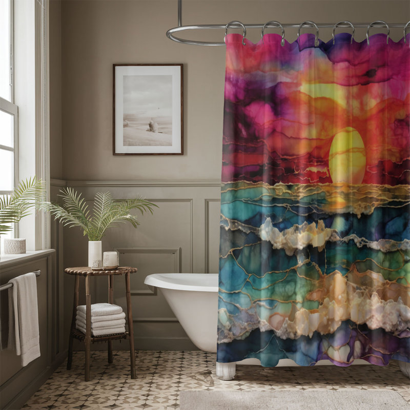 Rideau de douche standard 1 pièce Sunset Designs Design, H 74 po x l 71 po