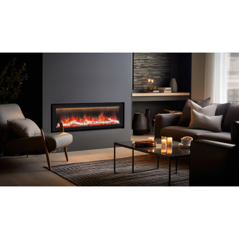 Black Electric Fireplace with 5000 BTU, 20.25" H x 58.5" W x 8.75" D