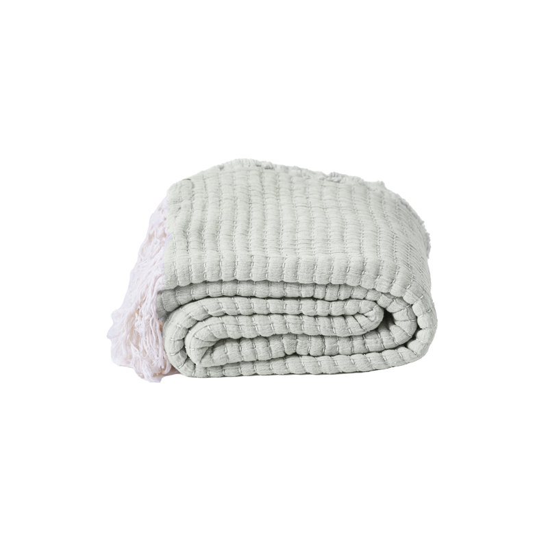Jeté en fibre de coton Kantha, Mint Green