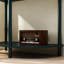 Table de bout unique en demi-lune avec porte coulissante en rotin, console élégante en demi-cercle avec 2 armoires de rangement en rotin et tablette inférieure pour le salon, la chambre à coucher, le bureau, le couloir (vert)