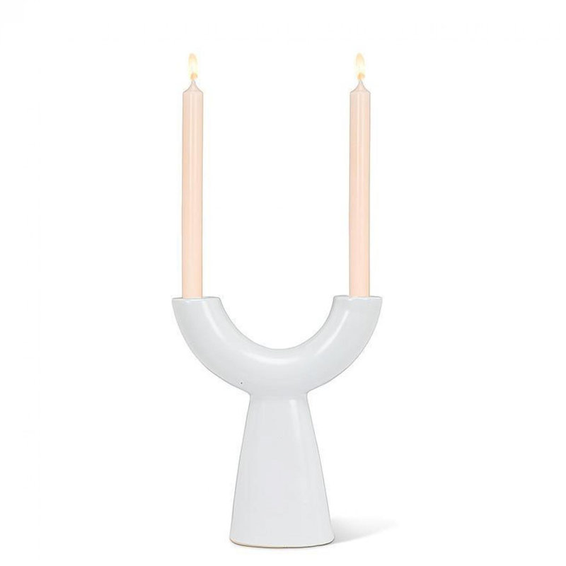Porte-candélabre double, Blanc