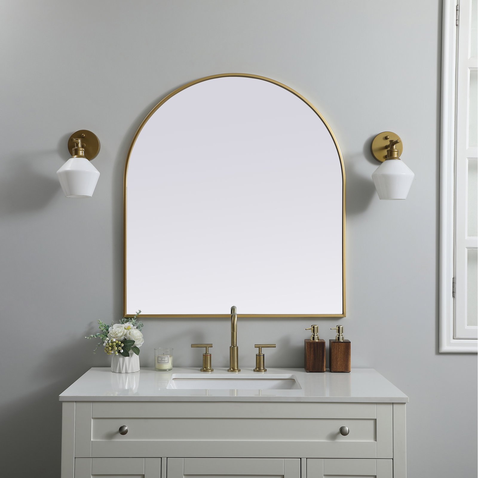 Sabine Accent Mirror, Brass, 36" x 33"