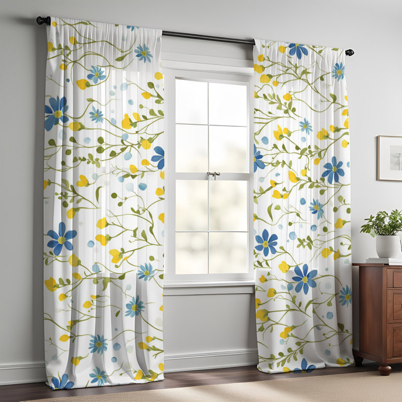 Paire de rideaux semi-transparents en polyester Saraly, L 40 po x L 52 po