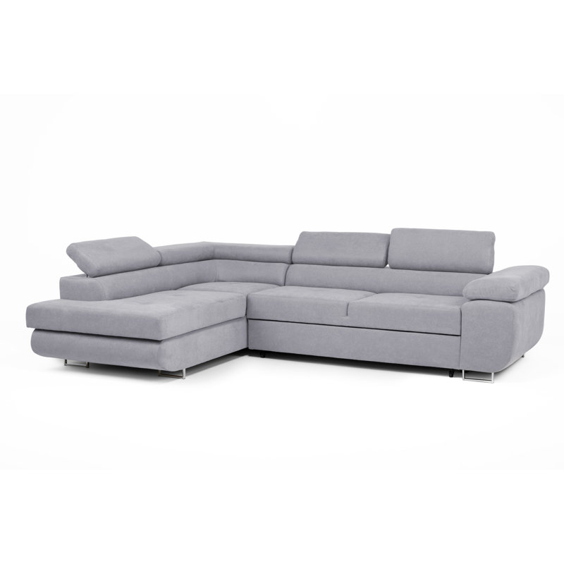 Flavius Corner Sofa Bed, Silver, Left Hand Facing