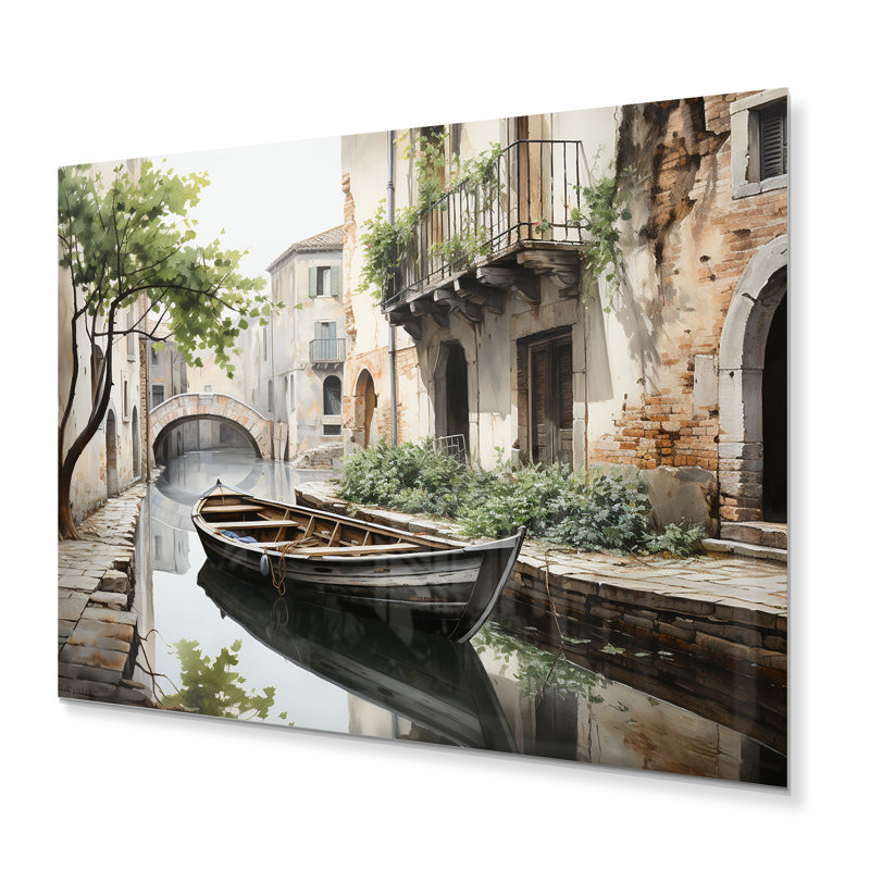 Décoration murale en métal Canal Quiet Passage Charcoal II - Canals, H 12 po x l 20 po x P 1 po
