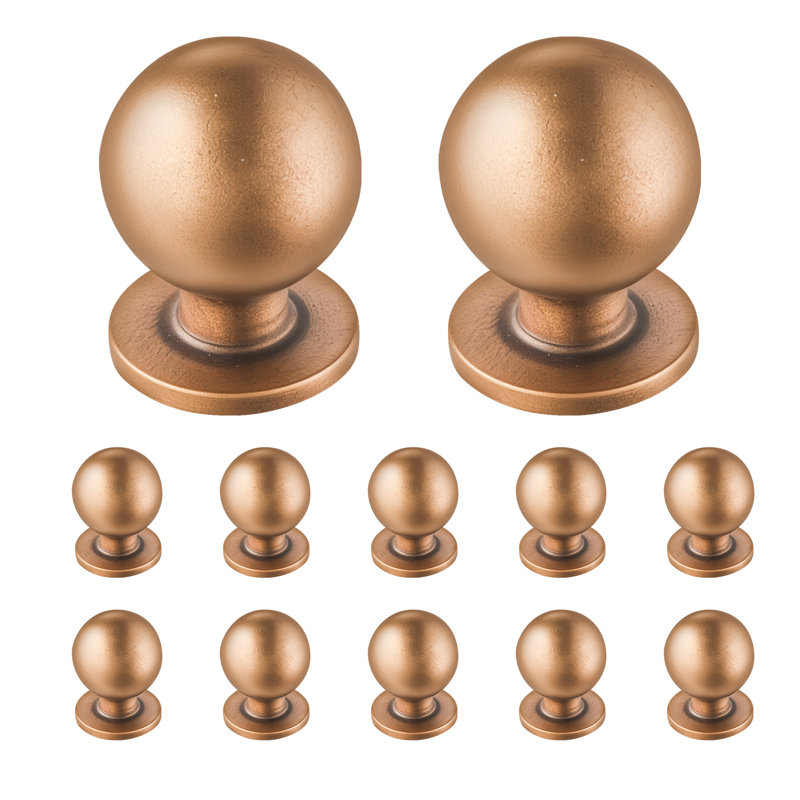 Cabinet Knobs, 0.98 Inch Zinc Alloy Drawer Pulls Door Handles, Round Kitchen Dresser Solid Knobs Cupboard Hardware with Screws for Bathroom Closet Cabinets Drawers, Antique Brass Color