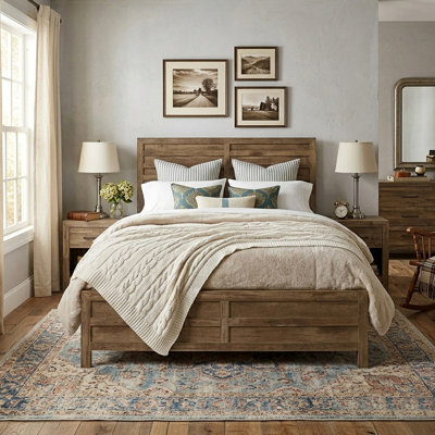 Queen Bed Frame with Panel Headboard