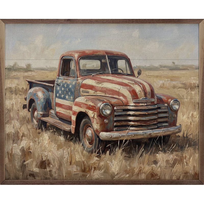 Rustic Americana Flag Truck, H 24 po x l 30 po