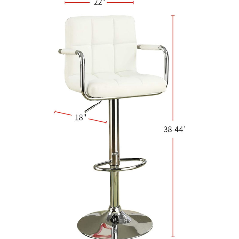2 tabourets blancs en similicuir à hauteur de comptoir - réglables avec siège et dossier pour les espaces de travail, Blanc