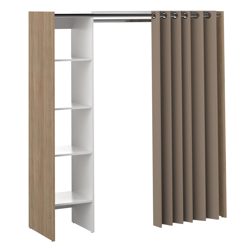 Tom & Jerry 123.2cm - 160cm Closet System, Brown/Taupe