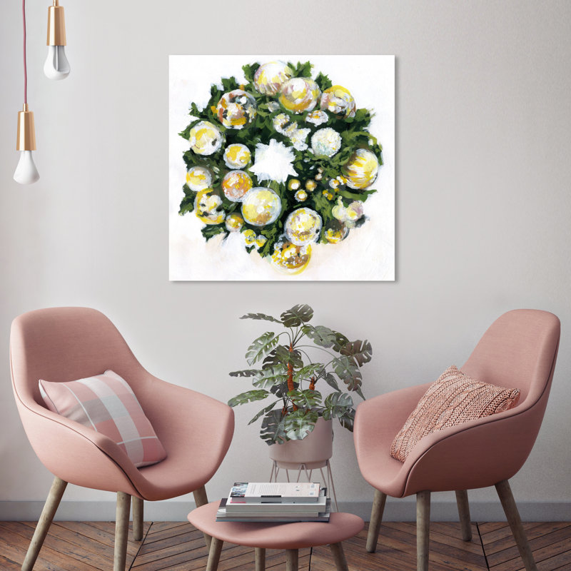 Golden Christmas - peinture sur toile tendue, H 30 po x l 30 po