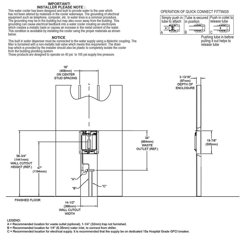 Elkay ezH2O Liv remote water chiller, Minuit