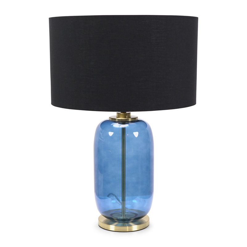 Anea Glass Table Lamp, Blue, Black