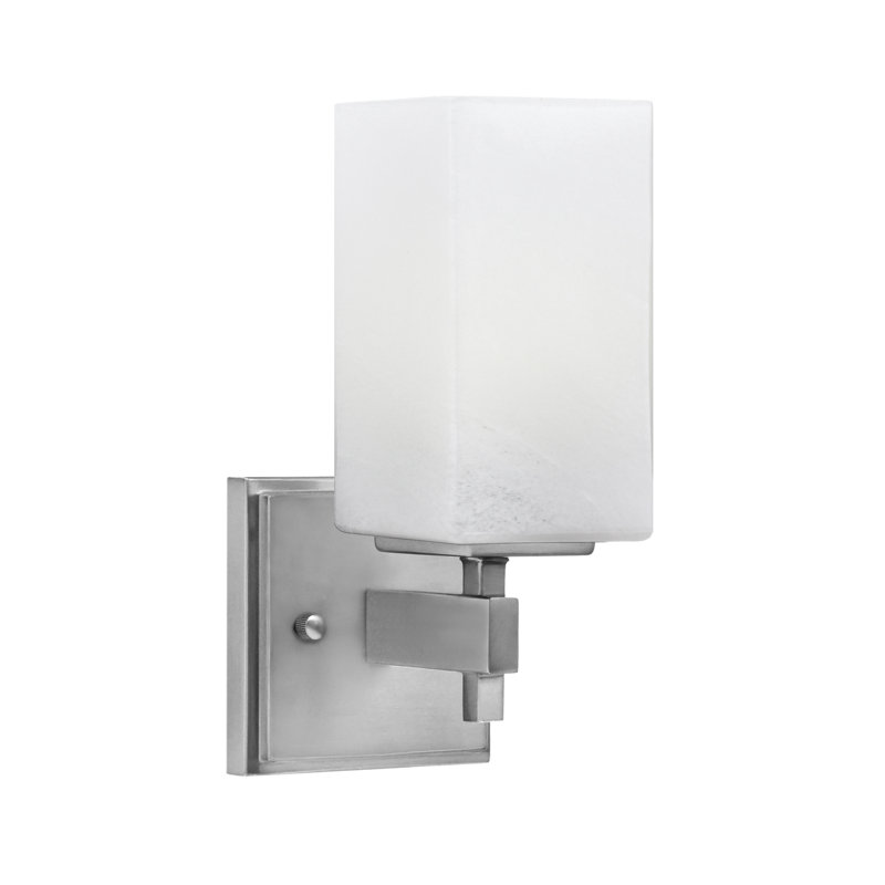 Applique murale Corbin, en verre de marbre blanc carré de 3,5 po, Nickel
