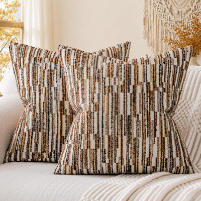 Ensemble de 2 coussins décoratifs rayés 18 po x 18 po, rouille