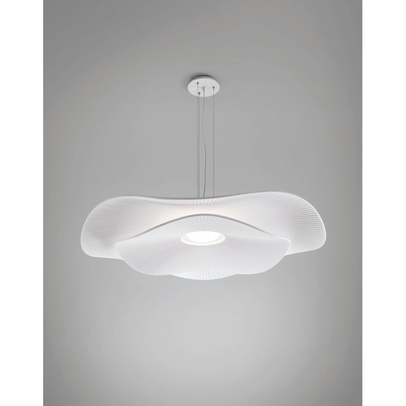 Mediterranean 1 - Light LED Pendant, White Translucent Ribbon, 6.18" H x 41.34" W x 41.34" D