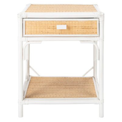 Table de chevet Elegant Boatner Coastal - l 18,5 po en osier et bambou avec tiroir et tablette ouverte