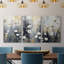 Ensemble de 3 toiles tendues avec châssis Floral Series Cxxvii - Prêt à accrocher-107312054