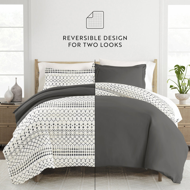Duvet Cover Set Patterned Microfiber Ultra Soft Bedding in Etched Gate, King Duvet Cover + 2 Standard Shams