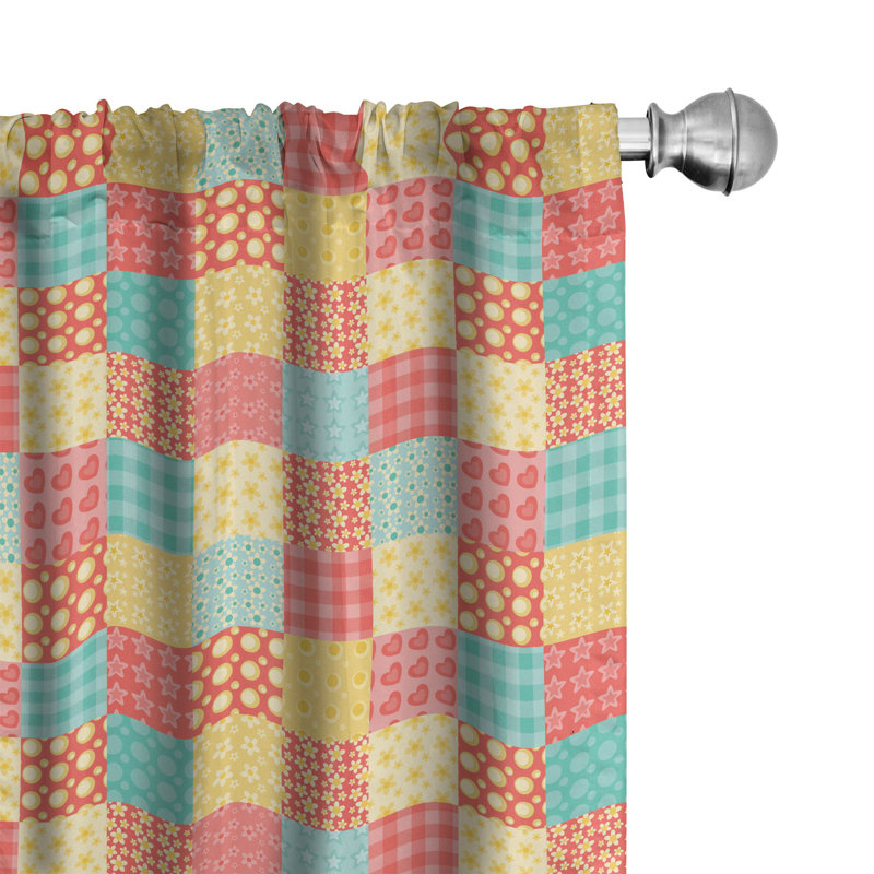 Patchwork Semi-Sheer Rod Pocket Curtain Panels, 28" x 63"