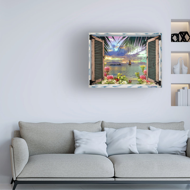 Art mural sur toile tendue - Leo Kelly «Window to Paradise III» pour décoration de salon, de chambre à coucher ou de bureau - 18 x 22