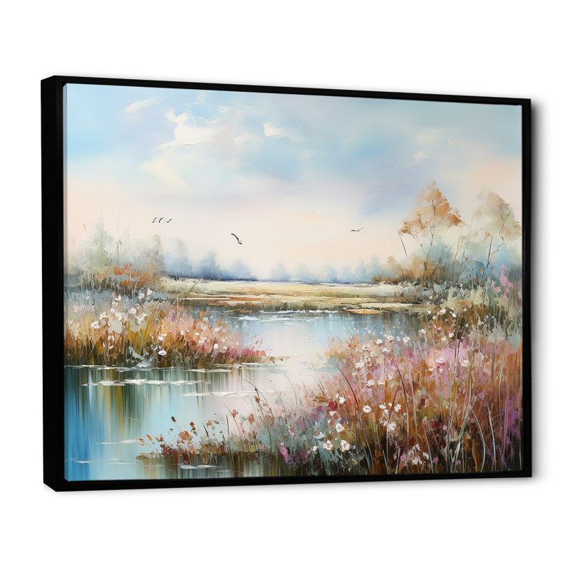 «Flower Meadow Charm» sur impression sur toile, H 12 po x l 20 po x P 1 po, Cadre flottant noir