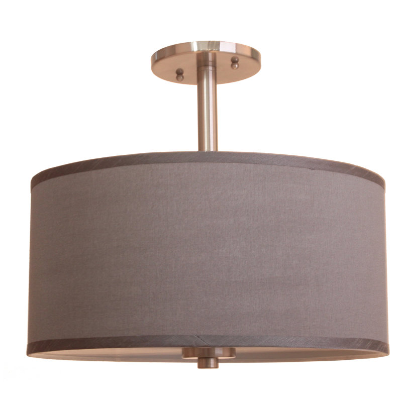 Plafonnier semi-encastré 3 lumières DEL 15 po Winter, Gris, Nickel, Moyen, H 7 po x l 15 po x P 15 po