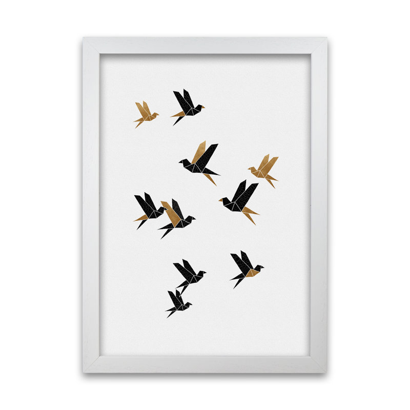 Orara Origami Birds Collage I - Print, 63cm H x 45cm W x 2cm D, White Framed