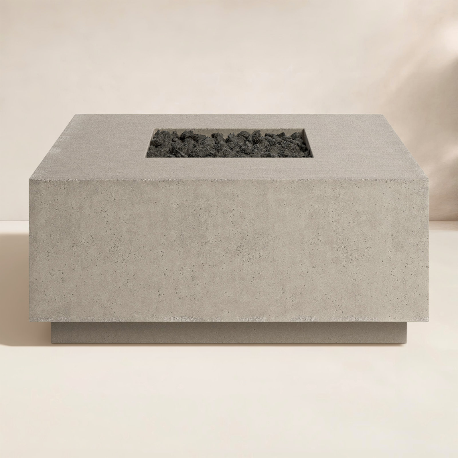 Ella Square Fire Pit Table, Natural Concrete