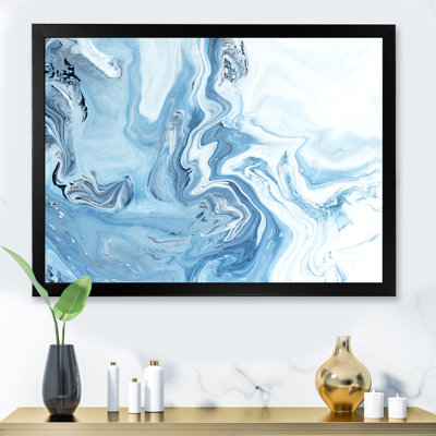 «White and Blue Marble Waves», reproduction sur toile