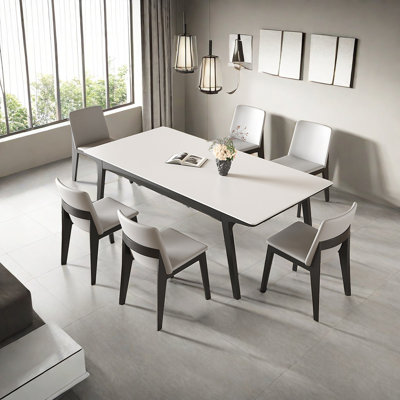 Simple Rock Plate Dining Table And Chairs 6 - Person Four Leg Dining Set