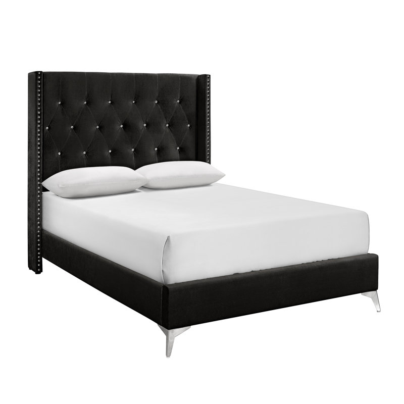 Maxo Upholstered Panel Bed, Full / Double, Black