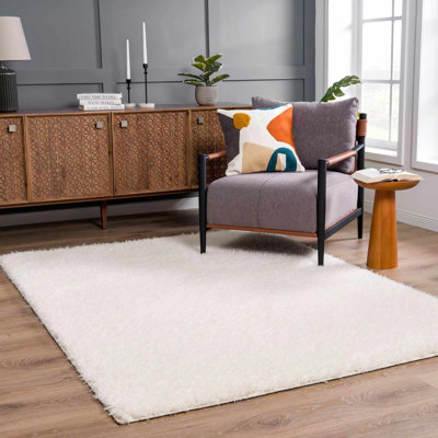 Tapis beige à poils longs Nereen