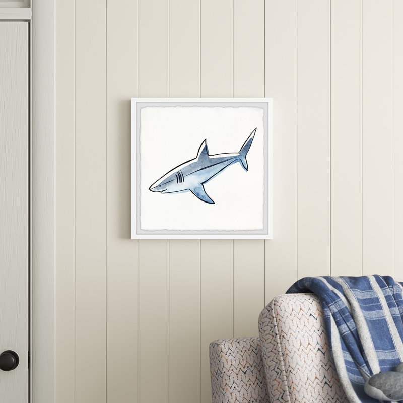 Calumet Be a Shark Triptych Framed Art with Deckled Edges, 18" H x 18" W x 1.5" D