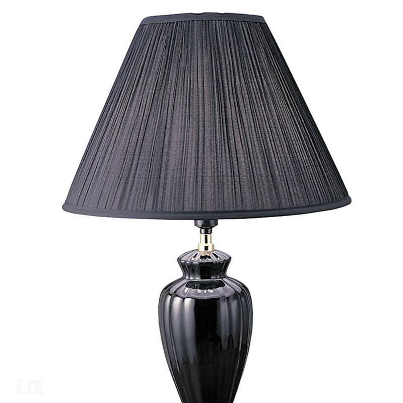 Lampe de table haute 26 po en céramique, en forme d'urne avec finition noire, interrupteur rotatif à trois voies, lampe de table