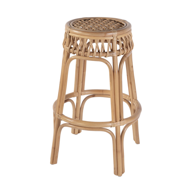 Beachwood Round Rattan Stool, Bar Stool (31” Seat Height)