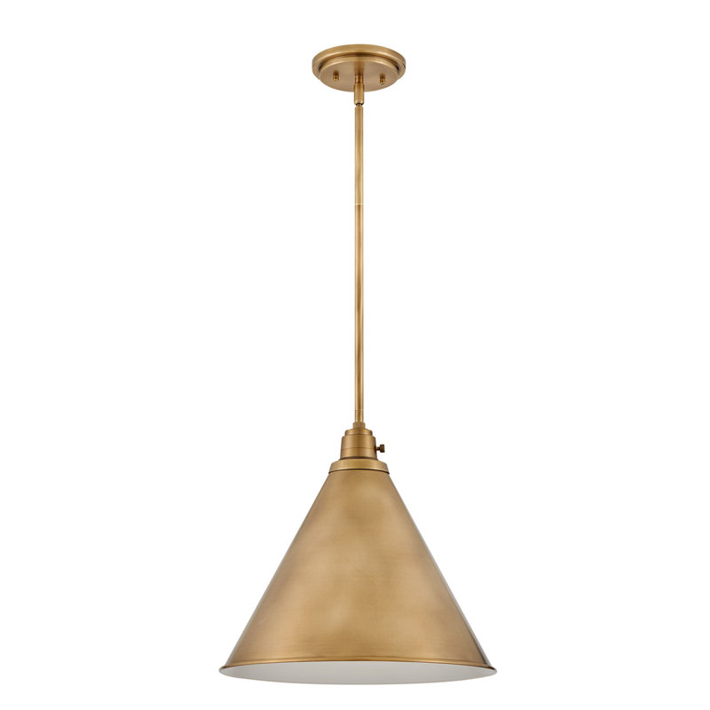 Arti 15-in Pendant Light with On/Off switch, Heritage Brass