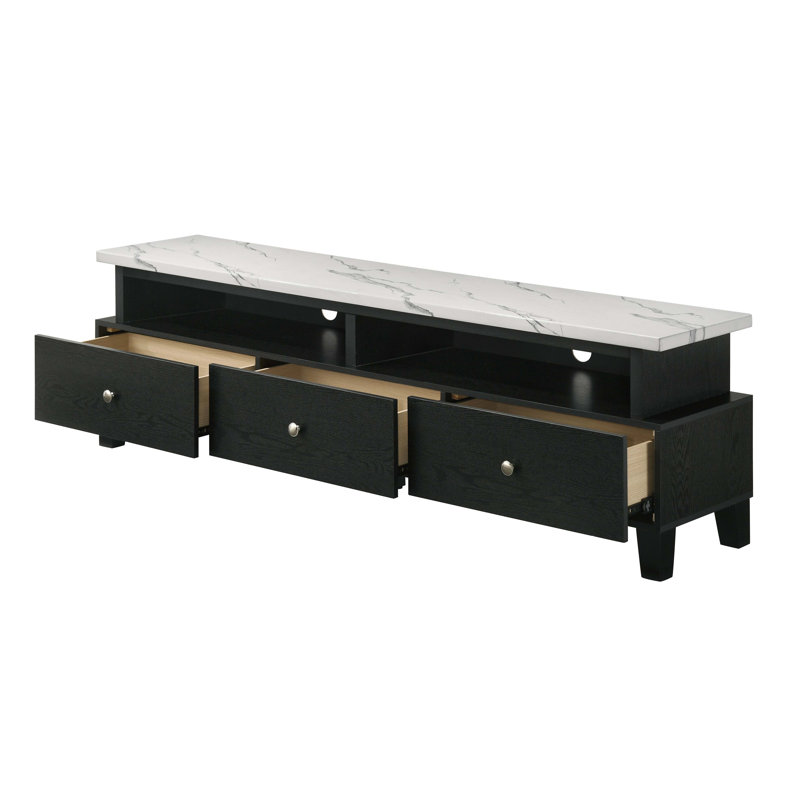 1pc Modern Sleek Faux Marble Accents Legs TV Stand Console